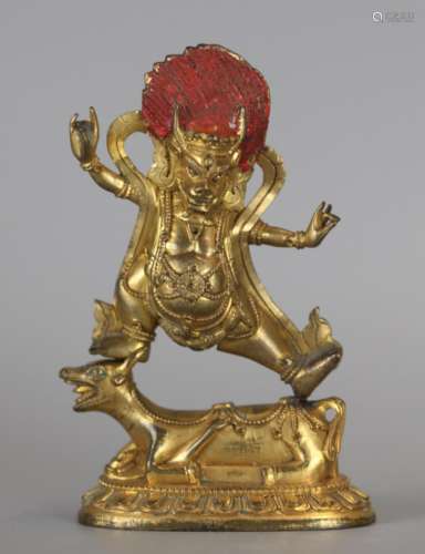 Chinese gilt bronze deity, 19th c.