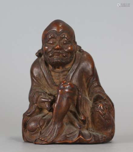 Chinese bamboo carving of luohan, 19th c.