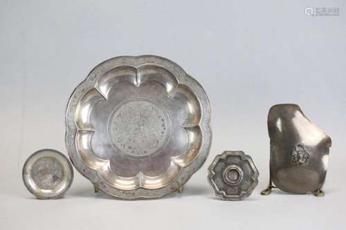 4 Chinese silver and silver plated wares