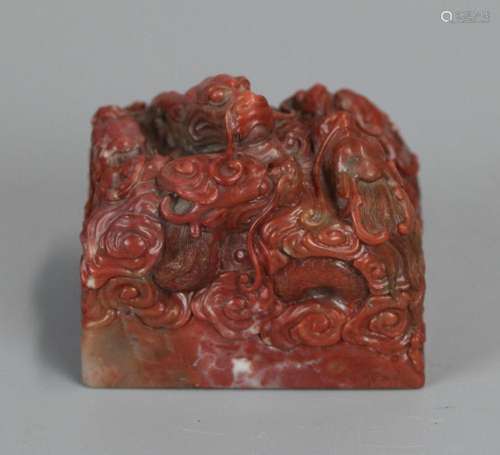 Chinese soapstone seal w/ dragon motif