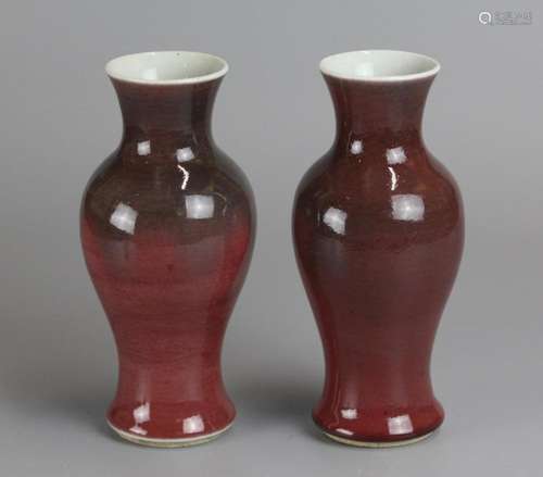 pair of Chinese oxblood porcelain vases, 19th c.