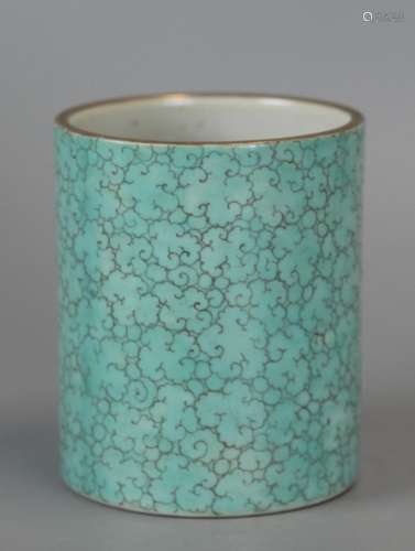 Chinese turquoise glazed porcelain brush pot