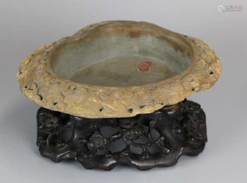 Chinese soapstone brush washer, 19th c.