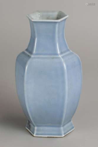 Chinese sky blue glazed porcelain vase, 19th c.