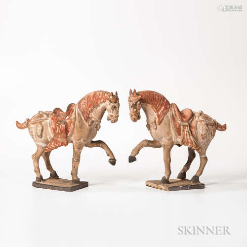 Pair of Caparisoned Pottery Horses