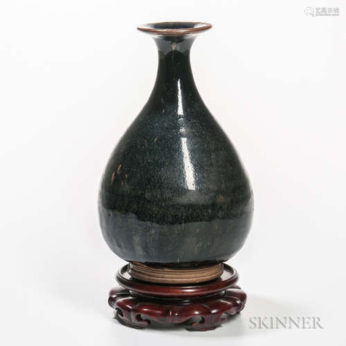 Black-glazed Stoneware Bottle