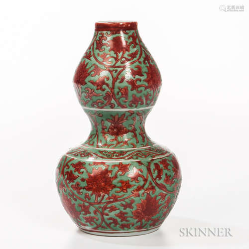 Red- and Green-enameled Double Gourd Vase