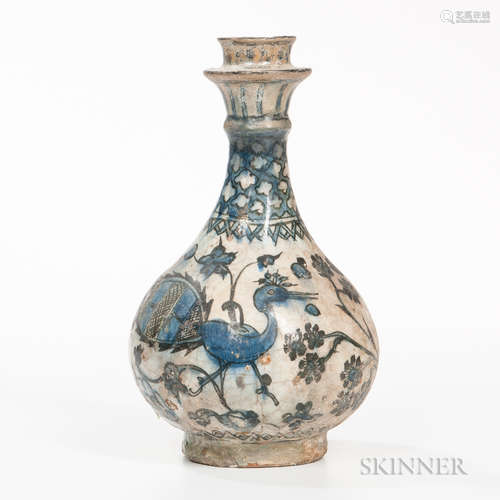 Blue and White Fritware Bottle Vase