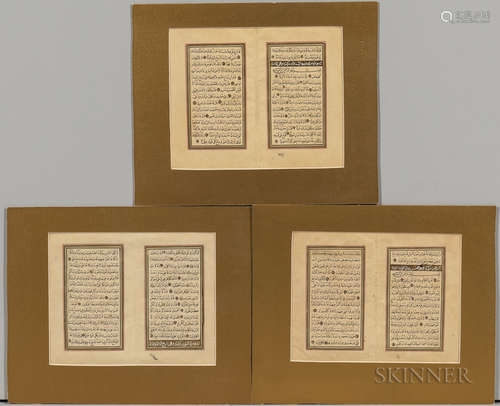 Three Double-folio Leaves of Calligraphy