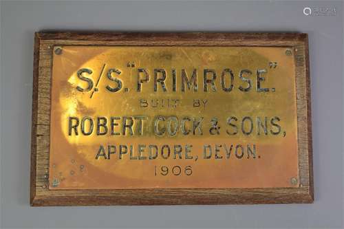 Maritime Interest - Brass Shipbuilder's Plate