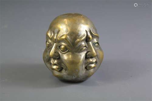 A Buddha Bronze-Masked Paperweight.