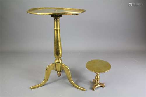 An Antique Brass Trivet and Miniature Brass Table