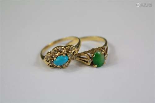 A 14ct Yellow Gold Turquoise Ring