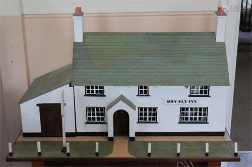 A Bespoke Wooden Model Replica of 'The Dry Fly Pub'