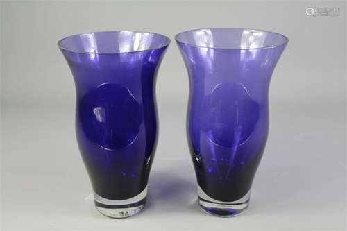 A Pair of Contemporary Lilac Blue Vases