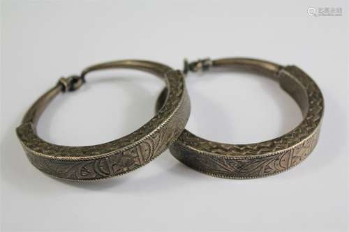 A Pair of Ottoman Silver Bangles.