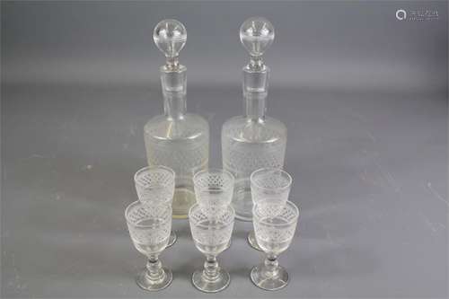 A Pair of Glass Decanters