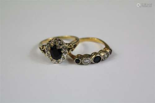 An 18ct Yellow Gold Sapphire & Diamond Ring