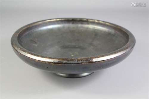 An Antique Black Lustre-ware Fruit Bowl.