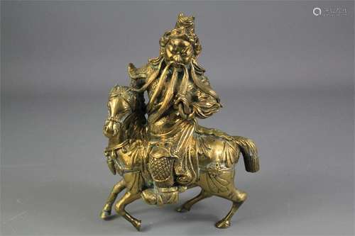 An Antique Mixed Alloy Manchu Mounted Warrior