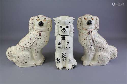 A Pair of 19th Century Staffordshire Lustre Dogs.