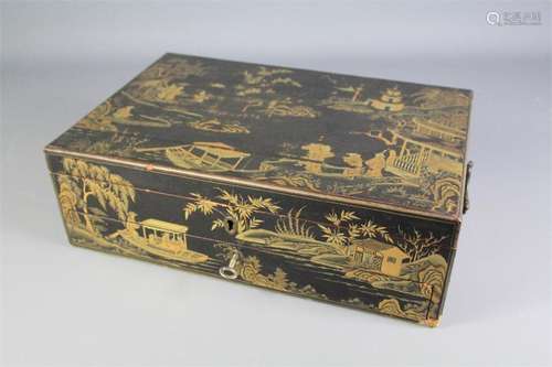 A Circa 19th Century Chinese Lacquer Writing Box.