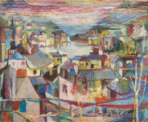 Village on a lake Maud Frances Eyston Sumner(South African, 1902-1985)