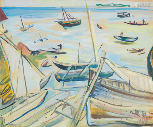 Harbour scene with Robben Island in the distance Irma Stern(South African, 1894-1966)