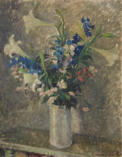 Still life of lilies and gladioli Terence John McCaw(South African, 1913-1978)