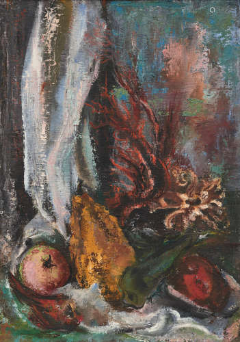 Still life with fruit and a shell Cecil Higgs(South African, 1900-1986)