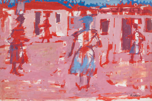 Women in a township: study in pink Gerard Sekoto(South African, 1913-1993)