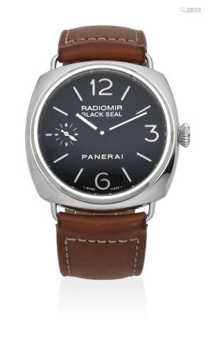 Radiomir Black Seal, Ref: OP6644, PB0559512, Circa 2010  Panerai. A stainless steel manual wind cushion form wristwatch