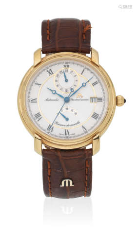 Circa 1990  Maurice Lacroix. An 18K gold automatic calendar wristwatch with power reserve