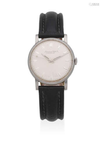 Circa 1956  International Watch Company. A stainless steel manual wind wristwatch