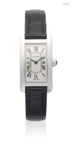 Tank Americaine, Ref: 2489, Circa 2000  Cartier. A lady's 18K white gold rectangular quartz wristwatch