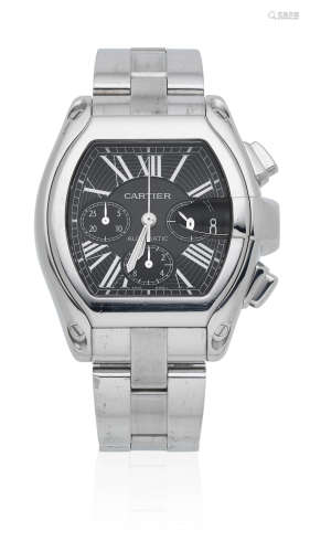 Roadster, Ref: 2618, Circa 2005  Cartier. A stainless steel automatic calendar chronograph bracelet watch