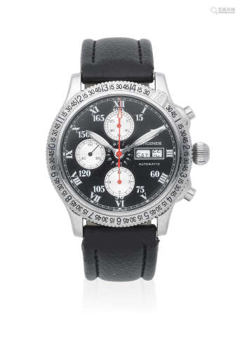 Lindbergh Re-Edition, Ref: L2.618.4, Circa 2000  Longines. A stainless steel automatic calendar chronograph wristwatch