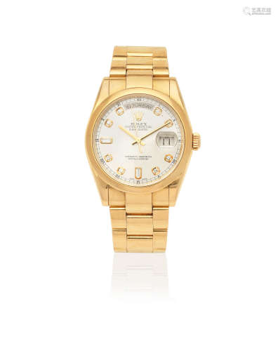 Day-Date, Ref: 118205, Circa 2010  Rolex. An 18K rose gold automatic calendar bracelet watch