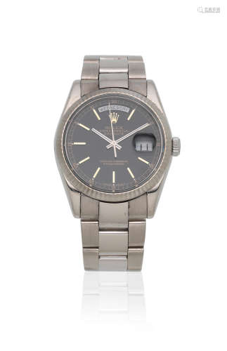 Day-Date, Ref: 118239, Sold 23rd March 2001  Rolex. A fine 18K white gold automatic calendar bracelet watch