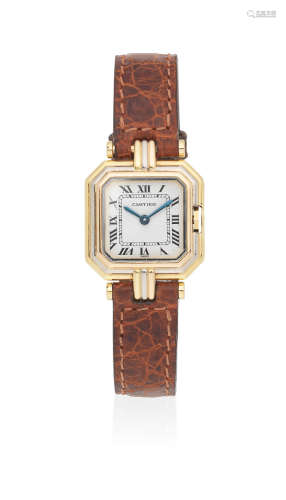 Circa 1990  Cartier. A lady's 18K three colour gold quartz wristwatch