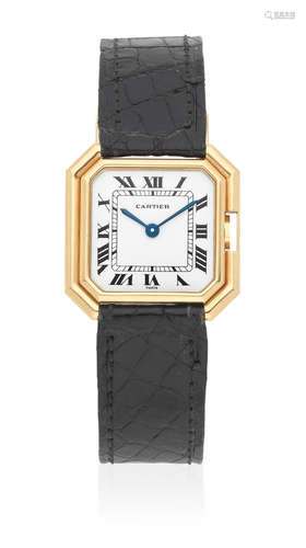 Circa 1965  Cartier. A lady's 18K gold manual wind octagonal wristwatch