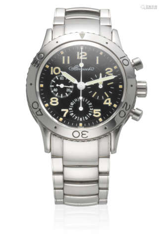 Type XX Aeronavale, Ref: 3800, Sold 24th December 1996  Breguet. A stainless steel automatic chronograph bracelet watch