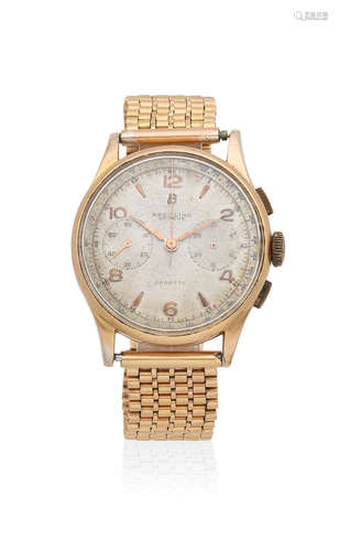 Cadette, Circa 1950  Breitling. An 18K gold manual wind chronograph bracelet watch