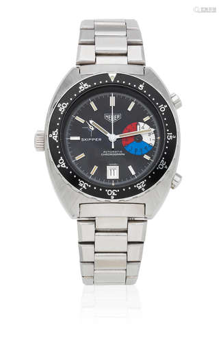 Skipper, Ref: 15640, Circa 1970  Heuer. A stainless steel automatic calendar chronograph bracelet watch