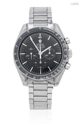 Speedmaster Professional Retailed by Meister, Ref: S105.012-65, Circa 1965  Omega. A stainless steel manual wind chronograph bracelet watch
