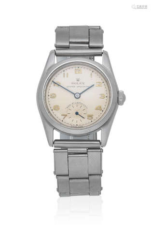 Oyster Speedking 'Kew A Certificate', Ref: 5056, Circa 1961  Rolex. A stainless steel manual wind bracelet watch