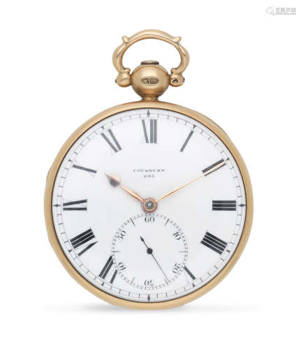 London Hallmark for 1828  Cockburn, Richmond. An 18K gold key wind open face pocket watch with duplex escapement