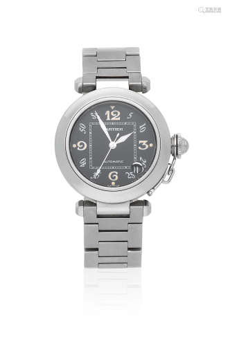 Ref: 2324, Circa 2000  Cartier. A stainless steel automatic calendar bracelet watch