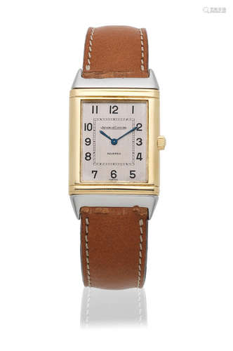 Reverso, Ref: 140.019.5, Circa 2000  Jaeger-LeCoultre. A lady's stainless steel and gold quartz reversible rectangular wristwatch