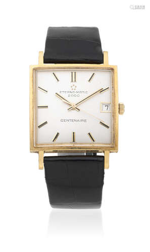 Circa 1970  Eterna-Matic. An 18K gold automatic square wristwatch